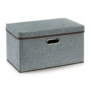 Large Collapsible Storage Bins with Lids Linen Fabric Foldable Storage Boxes Organizer Containers Organization Baskets for Bedroom Closet  2-Pack