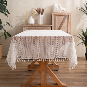 High Quality Washable Wrinkle Free Lace Tablecloth with Tassel 