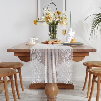 White Lace Table Runner Farmhouse Table Decoration ,15"X78", White
