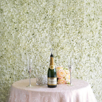 12 Pack 33 Sq ft. UV Protected 3D Silk Hydrangea Flower Wall Mat Panel(Cream)