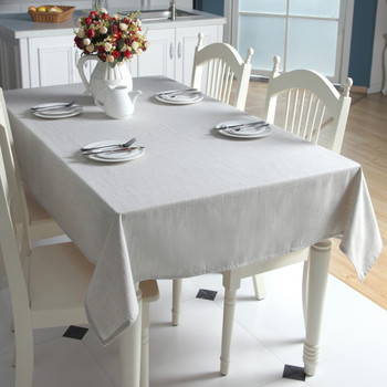 54"x 80" Beige High Quality Rectangle Cotton and Linen Tablecloth 