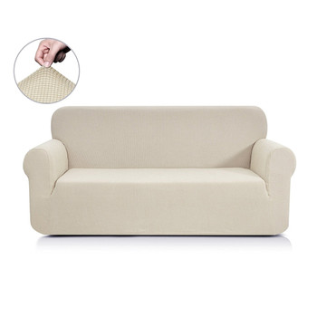 Jacquard  Polyester Spandex Fabric Box  Cushion Loveseat Slipcovers-Ivory White