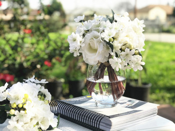 Cream Artificial Rose and Mixed Flower Bouquet Set of 2