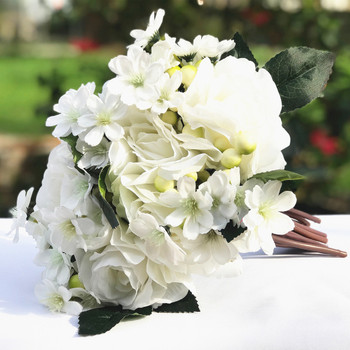 Cream Artificial Rose and Mixed Flower Bouquet Set of 2