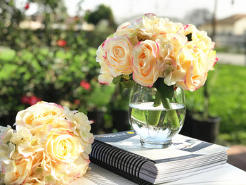 Blush Artificial Rose and Hydrangea Flower Bouquets Set of 2