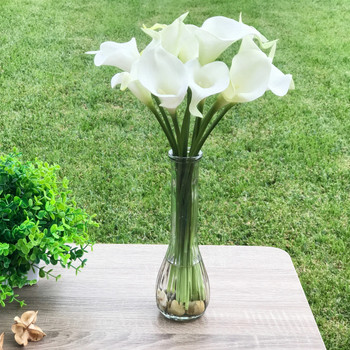 Cream Velet Lily Faux Flower Arrangements With  Glass Vase 