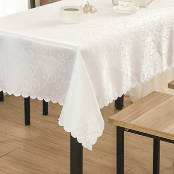 54"x 72" Pure White Figured Dacron Square Polyester Tablecloth 