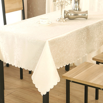54"x 72" Creamy White Figured Dacron Square Polyester Tablecloth 