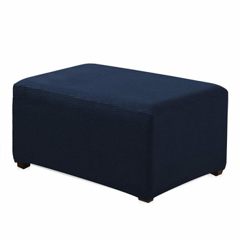 Dark Blue Jacquard Polyester Stretch Fabric  Oversized Ottoman Slipcover 