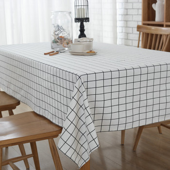 54"x 80"  Natural Simple White Rectangle Cotton and Linen Tablecloth Decorative for Dinning Table 