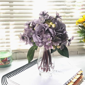 Purple Silk Rose and Mixed Flower Arrangements in Clear Glass Vase with Faux Water