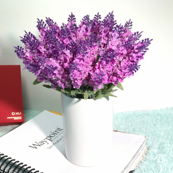 40 Heads Purple Lavender Arrangement in White Ceramic Vase