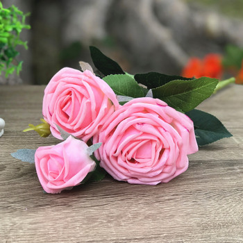 Pink Natural Touch Open Rose Flower Spray Stem  