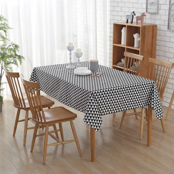  54"x 80" Black Triangle Rectangle Polyester Cotton Tablecloth Decorative 