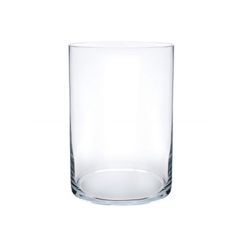 Cylinder Shape Clear Flower Glass Vase  4.0" W x 6.0" H 