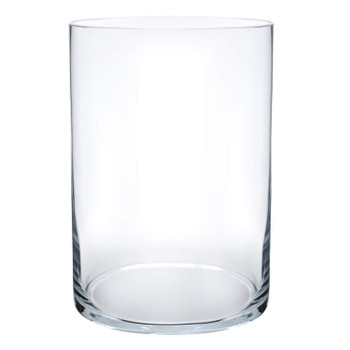 Cylinder Shape Clear Flower Glass Vase  5.0" W x 8.0" H 