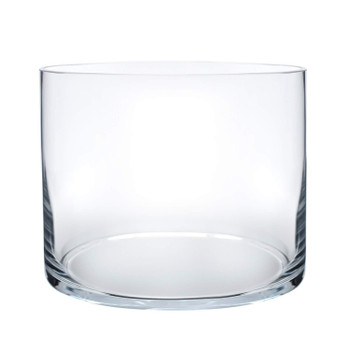 Cylinder Shape Clear Flower Glass Vase  6.0" W x 6.0" H 
