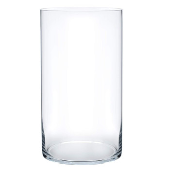 Cylinder Shape Clear Flower Glass Vase  6.0" W x 12.0" H 