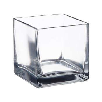  Square Shape Clear Cube Glass Vase  6.0" W x 6.0" H 