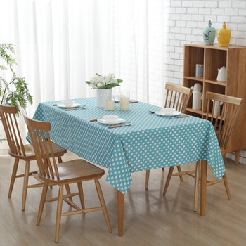 54"x 72 " Azure Love Rectangle Cotton and Linen Tablecloth Decorative Table Top Cover