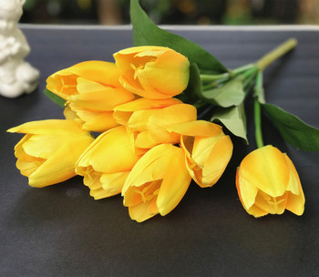 Artificial Yellow Tulip Silk Flower Arrangement set of 2