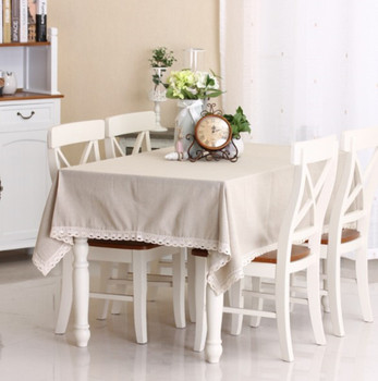 54"x 80" Natural Simple Rectangle 100%  Cotton and Linen Tablecloth Decorative Table Top Cover