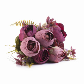 Purple Silk Peony and Hydrangea  Flower Arrangement in Ceramic Vase