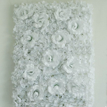 12 Pack 33 Sq ft. UV Protected 3D Silk Rose & Hydrangea Flower Wall Mat Panel(White)