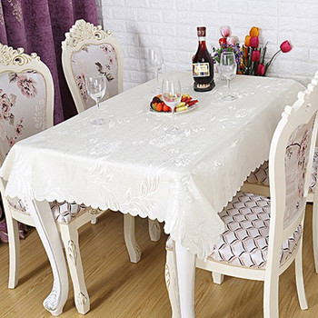 54"x 72" Creamy White Embossed Stripe Rectangle Polyester Tablecloth 