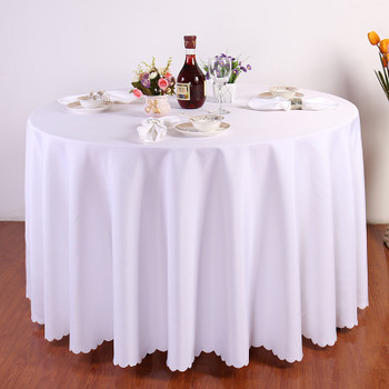 96" Pure White Thicken Round Polyester Tablecloth 