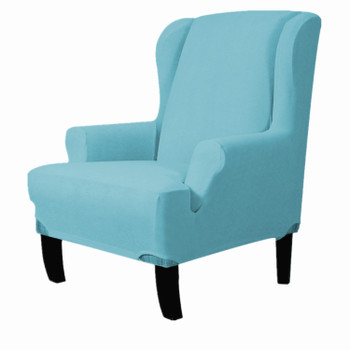 Steel Blue Ultra Soft Stretch Fabric  Wing Chair  Slipcover 