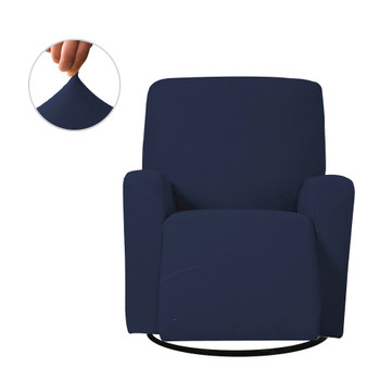 Dark Blue Ultra Soft Stretch Fabric  Recliner Slipcover with Elastic Bottom Side Pocket