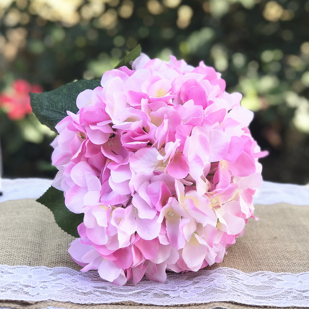 Pink Silk Hydrangea Flower Arrangement in Glass Vase With Faux Water Pink Silk Hydrangea Flower Arrangement in Glass Vase With Faux Water