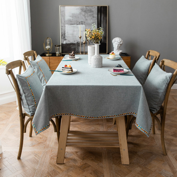 54" x 78" Grey High Quality Rectangle Cotton and Linen Water Resistant Tablecloth 54" x 78" Grey High Quality Rectangle Cotton and Linen Water Resistant Tablecloth