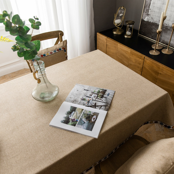 54" x 78" Brown High Quality Rectangle Cotton and Linen Water Resistant Tablecloth 54" x 78" Brown High Quality Rectangle Cotton and Linen Water Resistant Tablecloth