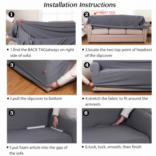 Jacquard Polyester Spandex Fabric One Piece Box Cushion Loveseat Slipcovers-Grey Jacquard Polyester Spandex Fabric One Piece Box Cushion Loveseat Slipcovers-Grey