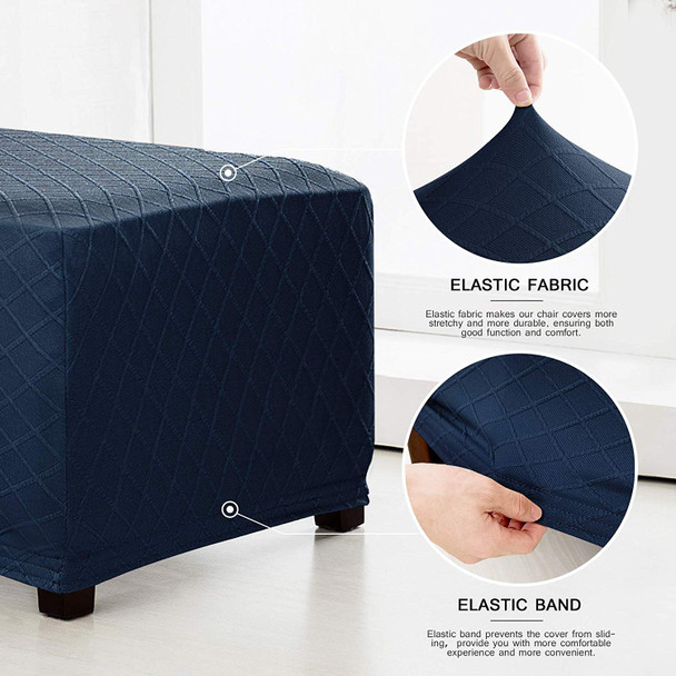 Dark Blue Ultra Soft Rhombus Jacquard Polyester Stretch Fabric  Oversized Ottoman Slipcover 