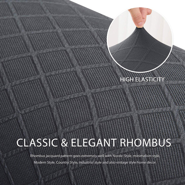 Grey Ultra Soft Rhombus Jacquard Polyester Spandex Fabric Box Cushion Sofa Slipcover Grey Ultra Soft Rhombus Jacquard Polyester Spandex Fabric Box Cushion Sofa Slipcover