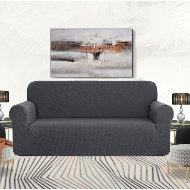 Grey Ultra Soft Rhombus Jacquard Polyester Spandex Fabric Box Cushion Sofa Slipcover Grey Ultra Soft Rhombus Jacquard Polyester Spandex Fabric Box Cushion Sofa Slipcover