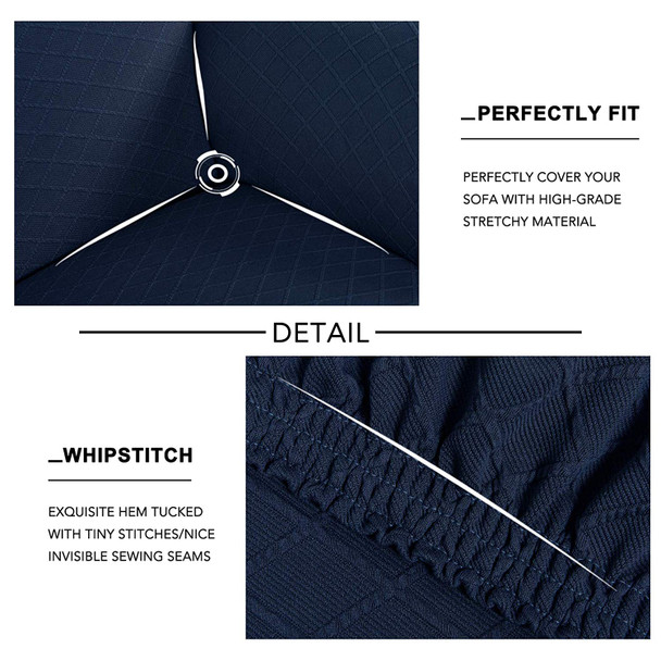 Dark Blue Ultra Soft Rhombus Jacquard Polyester Spandex Fabric Box Cushion Sofa Slipcover Dark Blue Ultra Soft Rhombus Jacquard Polyester Spandex Fabric Box Cushion Sofa Slipcover
