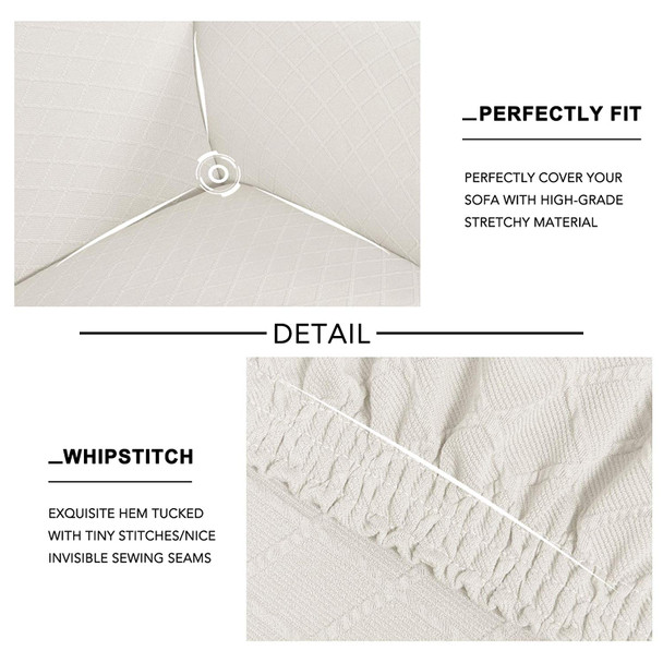 Ivory Ultra Soft Rhombus Jacquard Polyester Spandex Fabric Box Cushion Sofa Slipcover Ivory Ultra Soft Rhombus Jacquard Polyester Spandex Fabric Box Cushion Sofa Slipcover