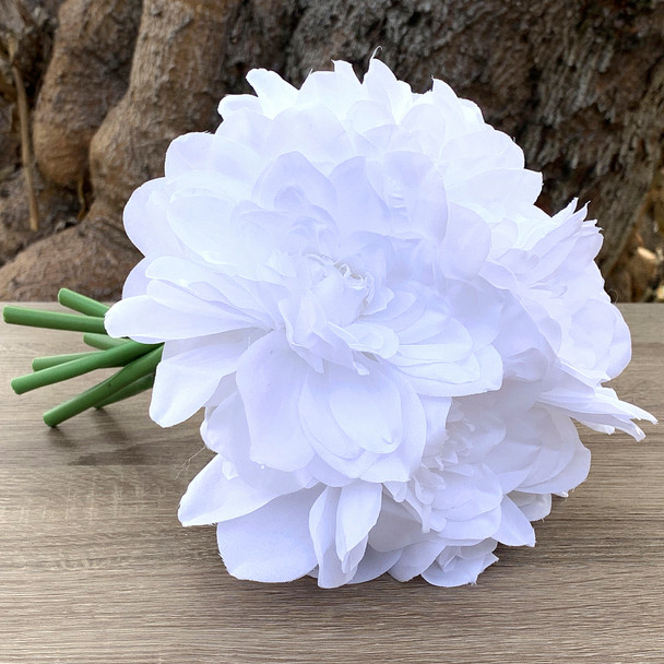 White Artificial Dahlia Flower Bouquet