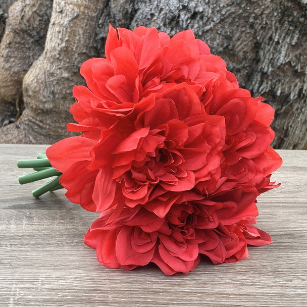 Red Artificial Dahlia Flower Bouquet