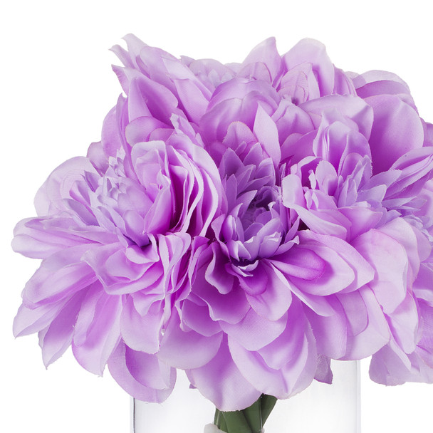  Silk Dahlia  Arrangement in Clear Glass Vase With Faux Water