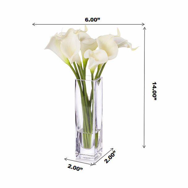 Cream Real Touch Calla Lily Flower Arrangement in Clear Glass Vase With Faux Water
