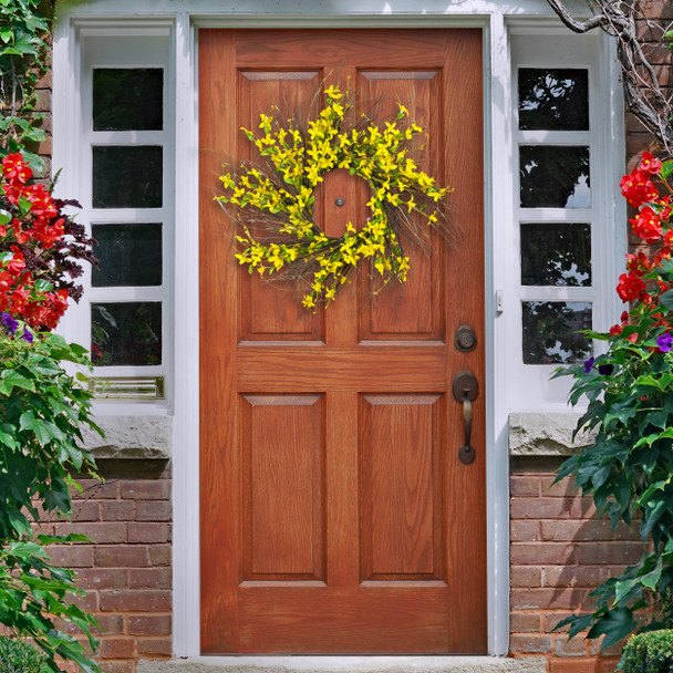 24"  Artificial  Forsithya Flower Wreath