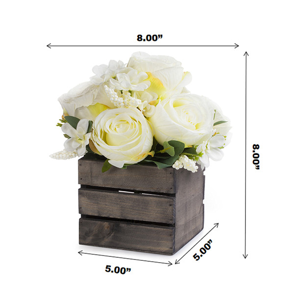 Cream Mixed Rose Flower Arrangement in Wood Planter Cream Mixed Rose Flower Arrangement in Wood Planter