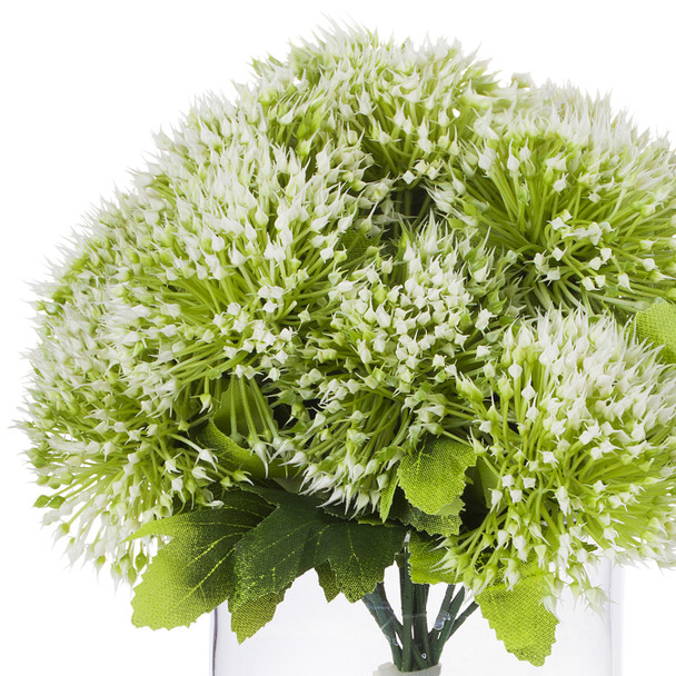 Artificial Greenery Arrangement  in Clear Glass Vase With Faux Water