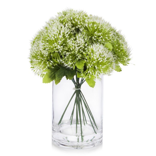 Artificial Greenery Arrangement  in Clear Glass Vase With Faux Water