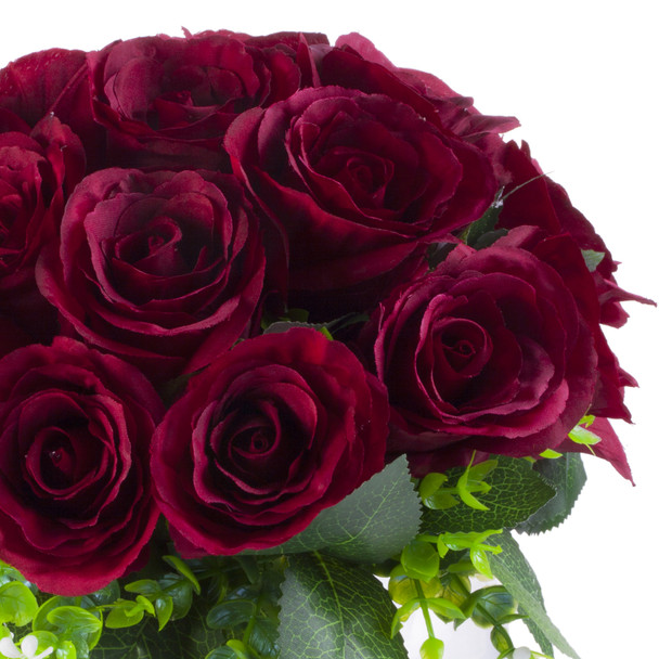 18 Heads Artificial Open Rose Flower Bouquet for Home Wedding Centerpiece